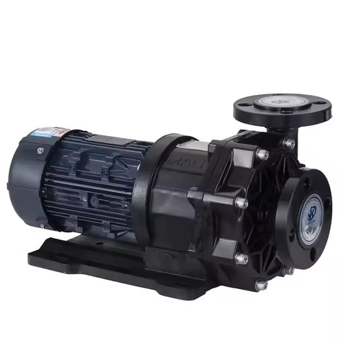 Polypropylene (PP) magnetic drive centrifugal pump with electric motor — economical for mild chemicals